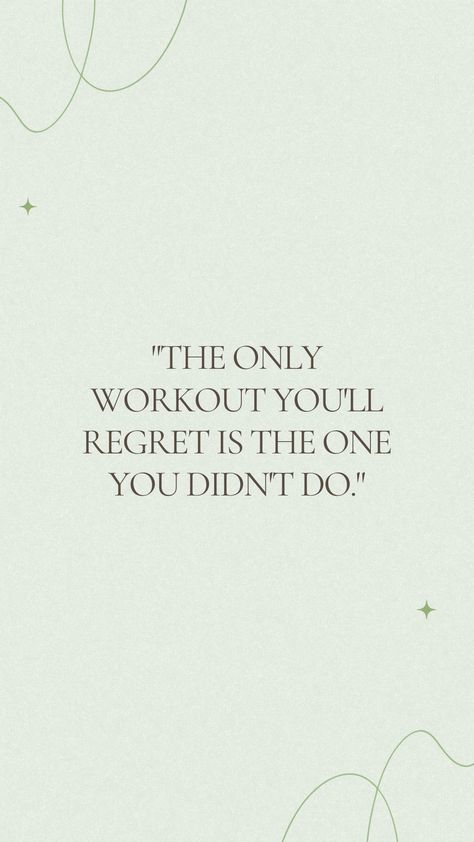 Image of a motivational quote: "The only workout you'll regret is the one you didn't do." Workout Lockscreen, Workout Motivation Quotes Wallpapers, Workout Mindset, Goal Motivation, Regret Quotes, Quotes Lockscreen, Fitness Goal, Fitness Motivation Quotes Inspiration, Motivational Wallpaper