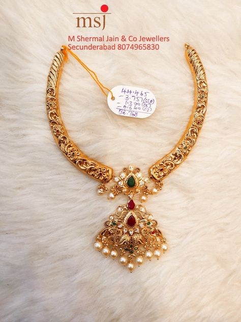 Kante Models Gold, Short Necklace Designs Gold Latest, Short Necklace Designs Gold, 20 Grams Gold Necklace Designs, 20grams Gold Necklace Designs, Kanti Designs, Necklace Designs Gold, Temple Jewelery, Haram Designs