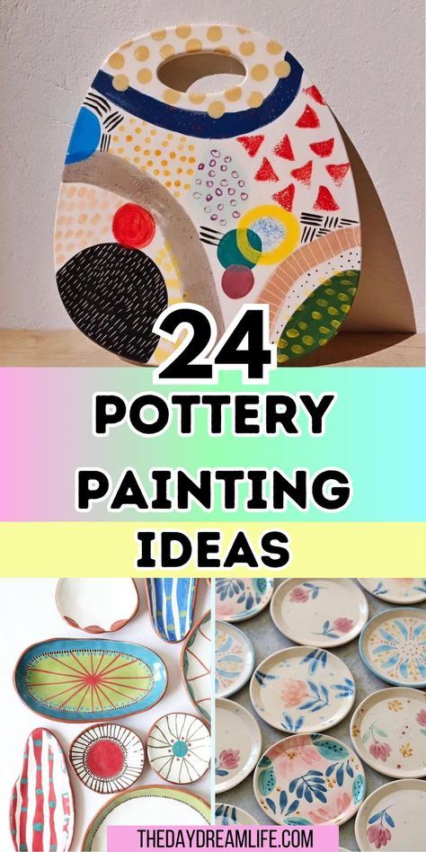 pottery painting ideas Hand Painting Pottery Ideas, Diy Paint Pottery Ideas, Painting Over Glazed Ceramic, Paint A Pot Bowl Ideas, Painting Ceramic Plates Diy, Painting Plates Diy, Pottery Patterns Paint, Hand Painted Pottery Bowl, Quick Pottery Projects