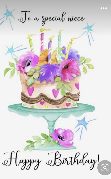 Happy Birthday Niece Wishes, Niece Birthday Quotes, Happy Birthday Sister In Law, Happy Birthday Special, Niece Birthday Wishes, Cake Watercolor, Happy Birthday Niece, Morning Wednesday, Birthday Wishes Flowers