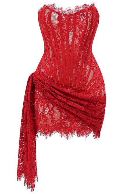 Roaring 20s Red Dress, Red Lace Hoco Dress, Red Lace Corset Dress, Red Corset Mini Dress, Red Classy Dresses, Red Mesh Outfit, Red Bday Dress, Red Dress Baddie, Red Birthday Dress Black Women