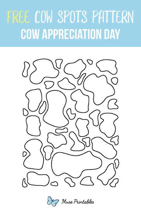 Use our free printable cow spots as part of your costume on Cow Appreciation Day. Download the design at https://patternuniverse.com/download/cow-spots-pattern/ Cow Spots Svg, Cow Craft Ideas, Cow Template Free Printable, Cow Spots Pattern, Cow Crafts, Cow Quilt, Printable Cow, Wood Cow, Cow Appreciation Day