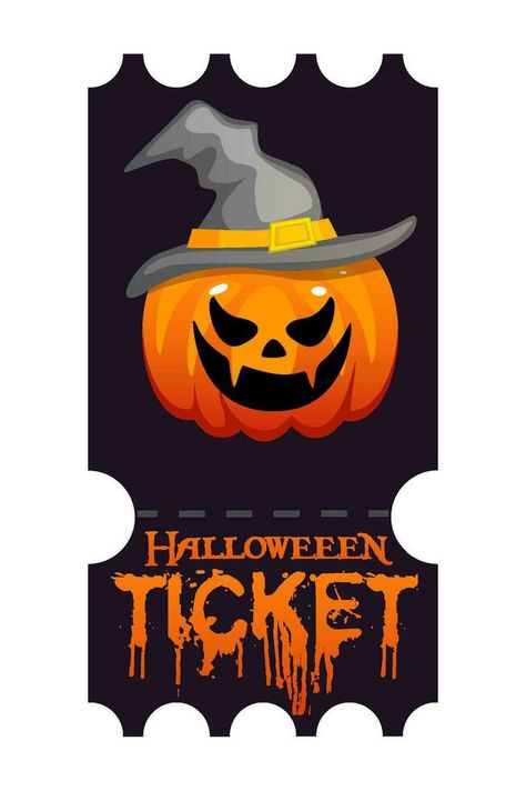 Halloween party ticket with pumpkin. Vector flyer template Halloween Tickets, Halloween Party Tickets, Pumpkin Vector, Party Tickets, Ticket Template, Halloween Icons, Flyer Template, Halloween Party, Halloween Decorations