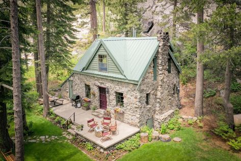 Cozy Winter Cabin, Scandinavian Cabin, Stone Cabin, Treehouse Cabins, Stone Chimney, Stone Cottages, Old Stone Houses, Prefab Cabins, Cabins For Sale