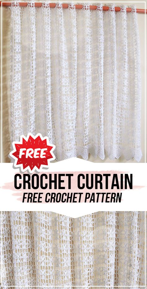 Diy Crochet Curtains, Valance Patterns Free, Valance Patterns, Crochet Curtain Pattern, Beau Crochet, Crochet Table Runner Pattern, Crochet Curtains, Crochet Table Runner, Crochet Simple