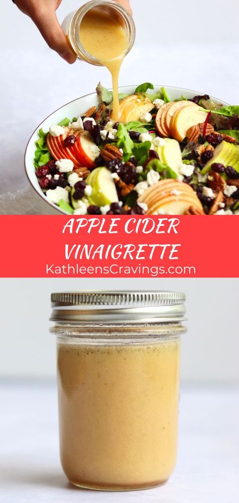 Harvest Salad Dressing, Apple Salad Dressing, Apple Cranberry Salad, Apple Cider Vinaigrette, Apple Walnut Salad, Spring Mix Salad, Cider Vinaigrette, Thanksgiving Salad, Apple Salad Recipes