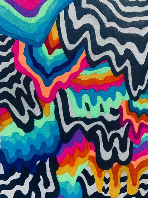 Neon Trippy Painting, Trippy Neon Art, Neon Doodle Art, Black Neon Aesthetic, Drip Painting Ideas, Cool Trippy Painting Ideas, Drippy Paintings, Neon Aesthetic Wallpaper, Elle Aesthetic