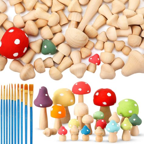 PRICES MAY VARY. What You Will Receive: the package comes with 100 pieces of wooden mushrooms in various sizes and 10 pieces of paintbrushes, enough quantity to meet your crafting needs, you can also share them with your friends and family members Quality Wood Material: the mini wooden mushrooms are made of quality wood, sturdy and reliable, with smooth surface, no pointed burrs, protecting your hands from being scratched, not easy to fade or break, able to serve you for a long time; The paintbr Mini Forest For Kids, Wooden Mushrooms, Kerajinan Diy, Diy Valentine's Day Decorations, Cardboard Cutouts, Spring Summer Decor, Mushroom Decor, Bookshelf Decor, Valentine's Day Diy