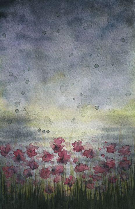 Gloomy Watercolor Paintings, Gloomy Painting, Gloomy Sky, Watercolor Scenery, Gothic Flowers, Ethereal Aesthetic, Reflecting Light, Cute Canvas Paintings, Watercolor Paintings Easy