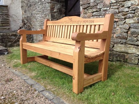 Oak Memorial Bench - The Wooden Workshop, Oakford Devon Memorial Benches Outdoor, Ikea Garden, Wooden Workshops, Wood Bench Outdoor, Benches Outdoor, Wooden Garden Benches, Memorial Benches, Oak Bench, Garden Benches