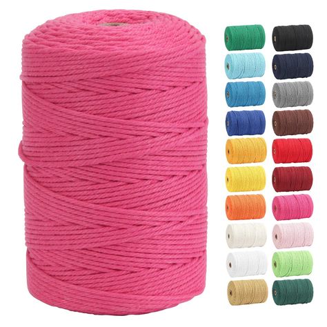 PRICES MAY VARY. 100% Natural Cotton:Our colored macrame cords are made of 100% natural and high quality cotton，no scraps or recycled fabric, odor-free and soft. It's an excellent basis for handmade projects and macrame supplies. Craft cord length:Approx 300 m (328yards ) length,1/8 Inch (3mm) diameter macrame cotton rope.Long enough to make several normal size wall decorations. Easy to Work With:You can use this craft rope for dream catcher, gardening, gift wrapping, packing material, jewelry a Macrame Stitches, Colored Macrame, Macrame Cords, Macrame Inspiration, Diy Crafts Knitting, Macrame Supplies, Handmade Projects, Gardening Gift, Pallets Garden