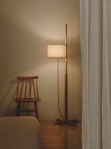 Santa & Cole Walnut Floor Lamp, Floor Lamp In Living Room, Wooden Columns, Elegant Floor Lamps, Traditional Floor Lamps, Tastefully Simple, Santa Cole, Gold Floor Lamp, Adjustable Floor Lamp