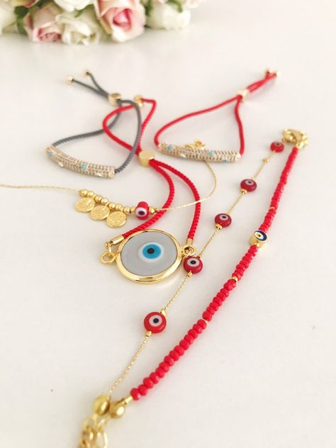 Evil eye bracelet murano glass evil eye bracelet seed beads | Etsy Evil Eye Gold Bracelet, Evil Eye Jewelry Bracelet, Bracelet Seed Beads, Red Evil Eye, Handmade Jewelry Business, Jewelry Evil Eye, Glass Evil Eye, Red Beaded Bracelet, Lucky Jewelry