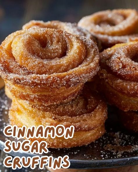 Tasty Grove Cruffin Recipe With Crescent Rolls, Cinnamon Sugar Croissants, Cinnamon Sugar Cruffins Recipe, Cruffins With Crescent Rolls, Croissant Muffin, Cruffin Recipe, Raspberry Coconut, Perfect Pancakes, Baking Business