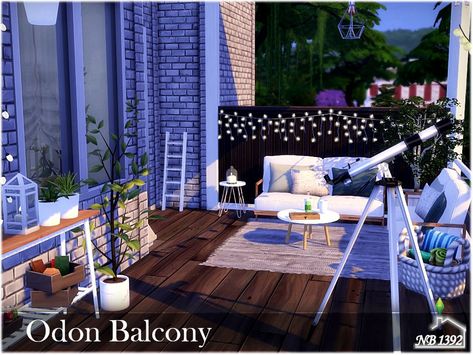 nobody1392's Odon Balcony Balcony Sims 4, Sims 4 Porch Decor, Sims Balcony, Sims 4 Cc Balcony Furniture, Sims 4 Porch Ideas, Sims 4 Balcony Ideas, Sims 4 Balcony Cc, Sims 4 Balcony, Balcony Ikea