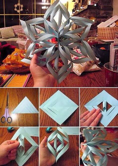 I want to make one! Oppgaver For Barn, 3d Paper Snowflakes, Desain Quilling, Buku Skrap, Seni Origami, Navidad Diy, Paper Snowflakes, Noel Christmas, Winter Crafts