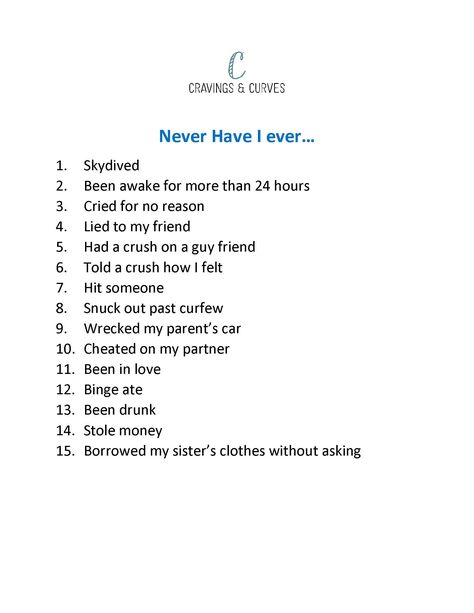 Drinking game Never Have I Ever examples Never Have I Ever Game, Crying For No Reason, Spin The Bottle, Drinking Game, Never Have I Ever, Guy Friends, Drinking Games, Having A Crush, Mom Birthday