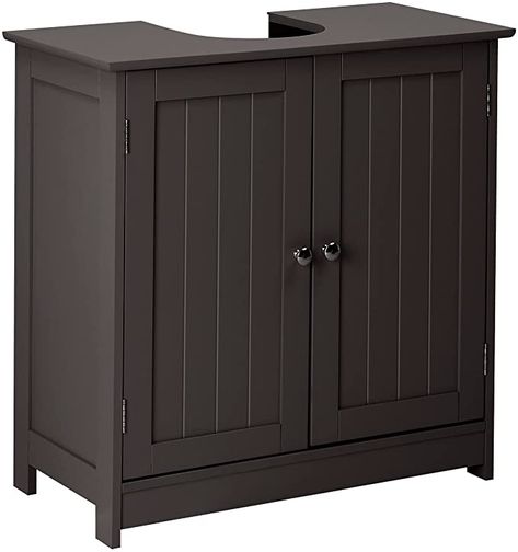 Cabinet Around Pedestal Sink, Small Bath Sink, Under Sink Storage Bathroom, Pedestal Sink Cabinet, Espresso Bathroom Vanity, Pedestal Sink Storage, Traditional Bathroom Cabinets, Bathroom Vanity Organization, Under Sink Cabinet