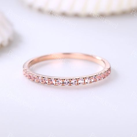 Morganite Wedding Band, Pink Morganite Ring, Ring Matching, Wedding Band Designs, Gold Diamond Wedding Band, Stacking Bands, Unique Engagement Ring, Morganite Engagement, Pink Morganite