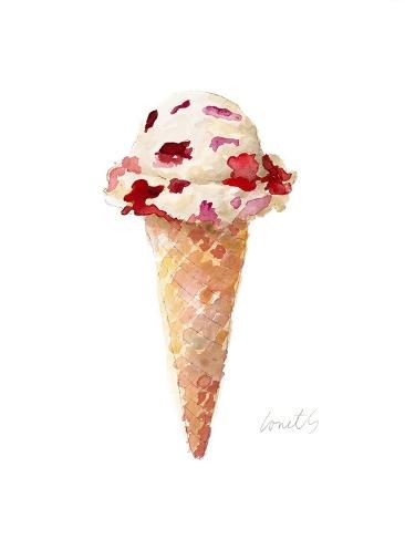 size: 12x9in Art Print: Watercolor Ice Cream Cone II by Lanie Loreth : Desserts Watercolor, Aquarelle Ideas, Watercolor Drinks, Dessert Wall, Watercolor Ice Cream, Ice Cream Illustration, Ice Cream Art, Ice Cream Print, Watercolor Projects