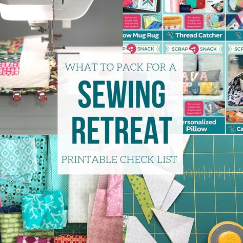 Don't stress about packing for your next sewing or quilting retreat. Instead, print off this packing list and start the prep work. Sewing Retreats, Fat Quarter Projects, Thread Catcher, Quilt Retreat, Beginner Sewing Projects Easy, Leftover Fabric, Personalized Pillows, Fabric Baskets, Sewing Projects For Beginners