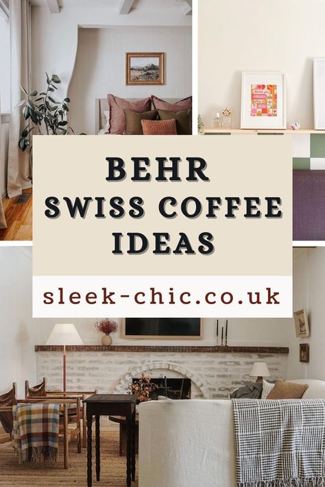 Could Behr Swiss Coffee be the most perfect warm off-white? Get inspired for your next project with this paint color featured in 15 real homes! Behr Swiss Coffee Paint Kitchen Cabinets, Swiss Coffee Paint Color Behr, Best Warm White Paint Colors Behr, Swiss Coffee Walls With White Trim Living Room, Trim Color With Swiss Coffee Walls, Swiss Coffee Paint Living Rooms, Swiss Coffee Vs Pale Oak, Behr Interior Paint Colors Schemes, Behr Swiss Coffee Walls With White Trim