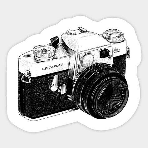 Illustration bçack and white. Leicaflex was the first series of 35 mm format Single-lens reflex (Slr) cameras manufactured by Leitz Camera. (WiKi) -- Choose from our vast selection of stickers to match with your favorite design to make the perfect customized sticker/decal. Perfect to put on water bottles, laptops, hard hats, and car windows. Everything from favorite TV show stickers to funny stickers. For men, women, boys, and girls. Aesthetic Camera Sticker, Cute Camera Stickers, Camera Stickers Aesthetic, Camera Stickers Printable, Old Stickers Vintage, Laptop Stickers Collage, Black And White Camera, Photographer Stickers, Designer Stickers