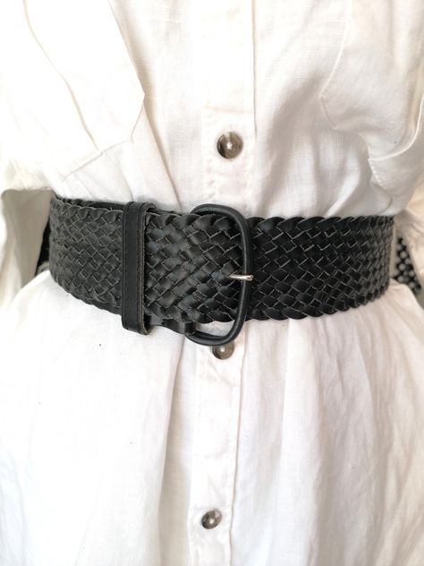 Black Leather Braided  Belt, Vintage 80s Wide Cinch Belt for Women, Genuine Leather Waist Belt , Distressed Waist Cincher The belt is in very good condition, a little bit signs of wear and use Wide: 6 cm/ 2.4 in Lenght: 109 cm / 43 in Materials: leather Defects: none Condition: very good vintage condition See more like this in my shop: https://www.etsy.com/shop/VintageInsparation?ref=seller-platform-mcnav Belt Wide, Leather Waist Belt, Cinch Belt, Belt Vintage, Braided Belt, Vintage Belt, Waist Cincher, Black Leather Belt, Belt Black