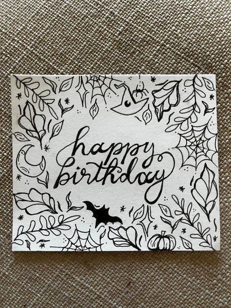 Goth Birthday Card Ideas, October Birthday Cards Diy, Gothic Birthday Cards Handmade, Fall Themed Birthday Cards, Diy Bday Gifts For Sister, October Birthday Card Ideas, Halloween Birthday Cards Diy, Witchy Birthday Cards, Emo Birthday Card