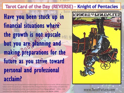 Knight Of Pentacles Reversed, Pentacles Tarot Meaning, Knight Of Pentacles, Tarot Suits, Tarot Symbolism, Tarot Numerology, Learn Tarot, Pentacles Tarot, Card Meanings