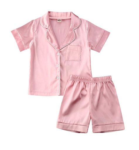 PRICES MAY VARY. Silk Satin Imported Button closure Material: Satin, luxurious, soft silky and comfortable. Fit for girls and boys Classic buttons-front pajama set for children kids girls, long sleeve button-down top and elastic long pants two pieces sleeper clothes set Simple and comfortable design fashion kids sleepwear pjs loungewear suit for 1t 2t 3t 4t 5t 6t toddler kids baby girls boys, fit for spring, autumn/fall, winter Occasion: Pajama party, sleep on it, sleeping wear, casual loungewea Silk Pajamas Shorts, Summer Pajama Set, Loungewear Dress, Pyjama Satin, Loungewear Outfits, Toddler Pajamas, Seluar Pendek, Summer Pajamas, Girls Sleepwear