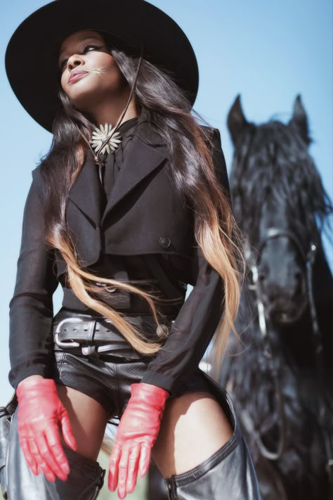 Azealia Banks, Cowboy Aesthetic, Black Cowboys, Black Cowgirl, Urban Cowboy, Looks Country, Estilo Country, Black Cowboy, Western Girl