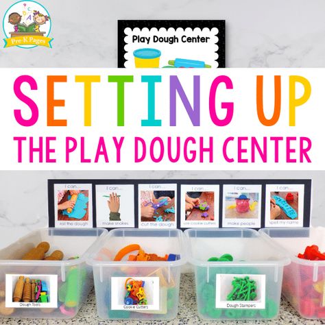 Play Doh Center Ideas, Play Doh Station Center Ideas, Play Dough Center Ideas, Playdoh Center Ideas, Play Doh Center, Playdough Center Preschool, Kindergarten Manipulatives Center Ideas, Playdoh Station Ideas, Center Storage Kindergarten