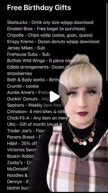 Haley Michelle on Instagram: "List of Free Things you can get on your Birthday 🥳🎉 #freebirthdaystuff #birthdayfreebies #freebirthdayfood #happybirthday #freebirthdayfood" Things You Can Get For Free On Your Bday, Free Gifts On Your Birthday, Birthday Freebies List, Free Things To Get On Your Birthday, Free Things You Can Get On Your Birthday, Free Birthday Food, Free Birthday Gifts, Birthday Freebies, Birthday Stuff