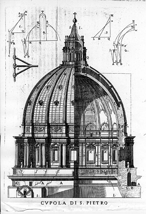 dome Dome Drawing, Filippo Brunelleschi, St Peters Basilica, Cathedral Architecture, St Peters, Architecture History, Architecture Concept Drawings, Classical Architecture, Architecture Illustration