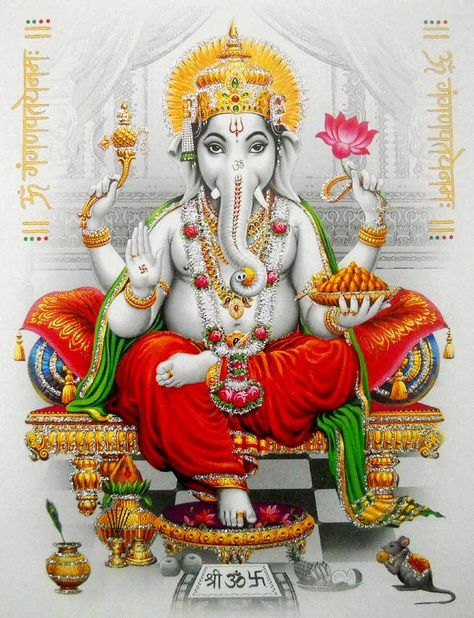 DIVINE AUSPICIOUS GOD Ganesha Hindu God POSTER with glitter 9" X 11" (356) $15.99 - PicClick Ganesha Artwork, God Poster, Hindu God, Ganesha, Namaste, 11 Inches, Good Quality, Glitter