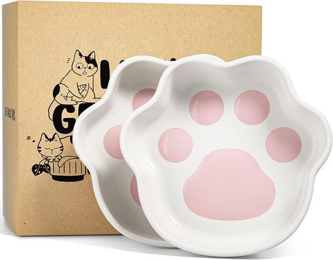 Amazon.com : LE TAUCI Cat Bowls Ceramic, Small Cat Dishes, 8 Oz Shallow Cat Food Bowls for Indoor Cats, Relief Whisker Fatigue Cat Bowls, Cat Water Dish, Cute Paw Shaped Kitten Bowls, Flat Cat Plates : Pet Supplies Dog Daycare Business, Cat Food Dish, Pet Feeding Area, Cat Water Bowl, Small Animal Food, Cat Dishes, Cat Food Bowl, Indoor Cats, Bowl Ceramic