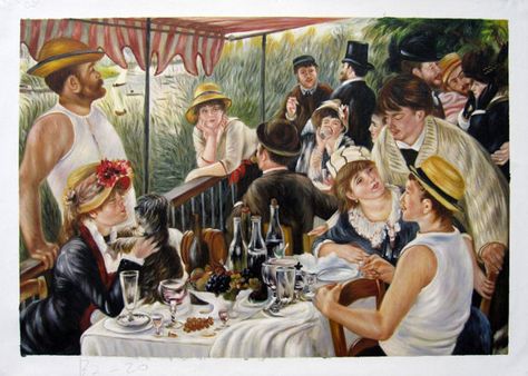 24" by 36" - Reproduction of Famous Artists Renoir "la colazione" - Museum Quality Oil Painting on Canvas Art Party Oil Painting, Luncheon Of The Boating Party, Renoir Paintings, Wooden Jigsaw Puzzles, Wooden Jigsaw, Pierre Auguste Renoir, Canvas Signs, Famous Artists, Painting Oil