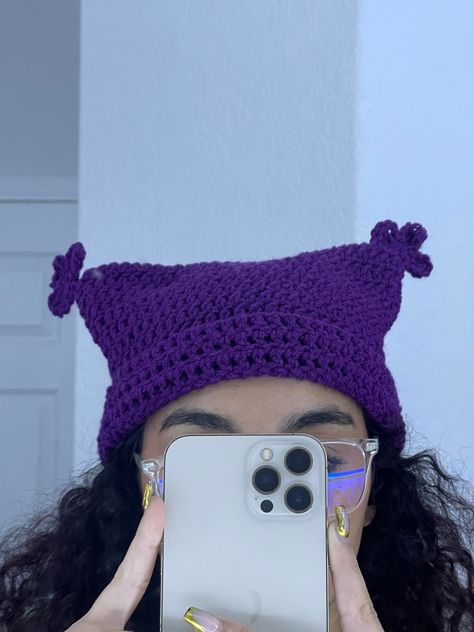 "This Crochet Chowder Beanie is a handmade crochet hat inspired by the character Chowder from the animated television series \"Chowder.\" The beanie features vibrant and playful colors reminiscent of Chowder's appearance. The design may include elements that evoke the character, such as a pom-pom on the top to represent Chowder's hat." Chowder Crochet Hat, Chowder Hat Crochet Pattern, Chowder Hat Crochet, Crochet Chowder Hat, Chowder Beanie, Chowder Costume, Chowder Hat, Acidwave Aesthetic, Bald Caps