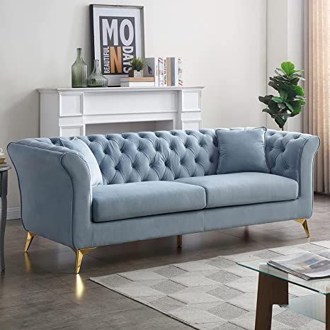 Modern Chesterfield Sofa, Chesterfield Style Sofa, Latest Sofa Designs, Couch And Loveseat, Inspire Me Home Decor, Tufted Sofa, Blue Sofa, Chesterfield Sofa, Living Room Furniture Sofas