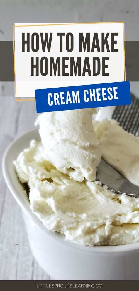 Homemade Cream Cheese Recipes, How To Make Cheddar Cheese, Homemade Velveeta Cheese, How To Make Cream Cheese, How To Make Heavy Cream, Diy Cream Cheese, Homemade Cream Cheese Recipe, Cream Cheese Homemade, Homemade Milk