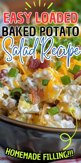 Easy Loaded Baked Potato Salad Overloaded Baked Potato, Easy Loaded Baked Potato, Baked Potato Salad Recipe, Loaded Potato Salad, Loaded Baked Potato Salad, Classic Picnic, Potatoes Crispy, Creamy Potatoes, Warm Potato Salads