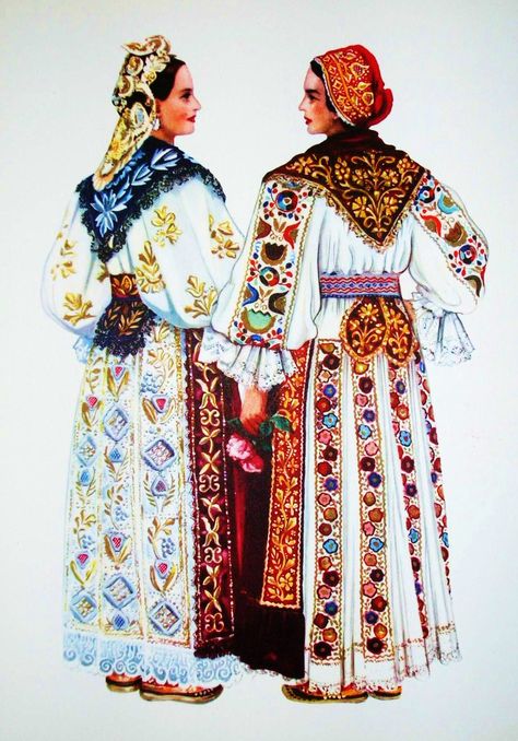 Slavic Croatian Clothing, Slavic Clothing, Folklore Fashion, Folk Clothing, National Dress, Folk Dresses, Folk Fashion, My Heritage, Folk Costume