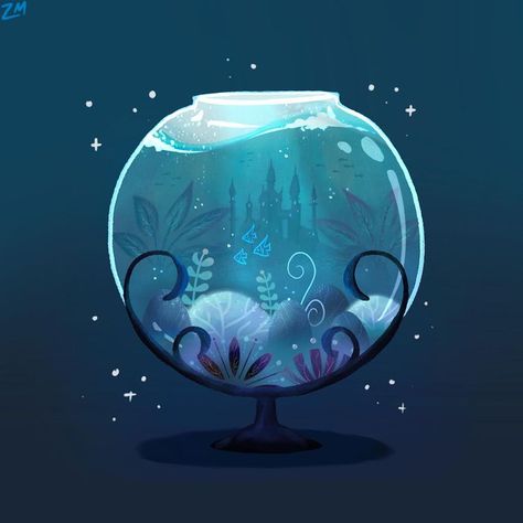 What my dream aquarium would look like ✨🫧 . . #digitalart #illustration #procreate #underwater #fantasy | Instagram post from @tealpinkblue Fantasy Aquarium Art, Fish Tank Illustration, Square Fish Tank, Fantasy Aquarium, Aquarium Illustration, Procreate Dreams, Aquarium Drawing, Dream Aquarium, Underwater Illustration