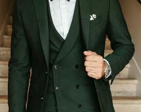 3 Piece Suit Men, Men Suit Wedding, Green Suit Men, Costume Beige, Costume Vert, Green Tuxedo, Suits Men Slim, Wedding Suit Styles, Green Wedding Suit