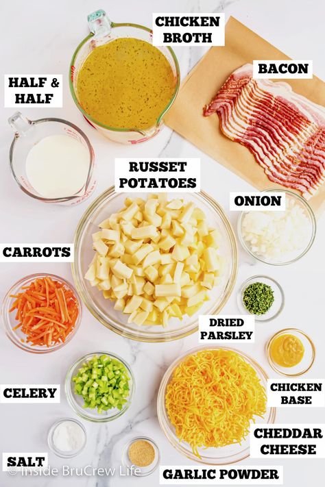 Recipes To Use Up Potatoes, Loaded Baked Potato Soup Stove Top, Loaded Baked Potato Soup Crockpot Easy, Potato Soup No Bacon, Bake Potato Soup, Leftover Baked Potato Recipes, Onion Potato Soup, Meals With Potatoes, Creamy Potato Bacon Soup