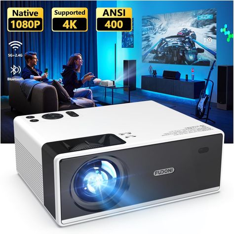 $229.99 Built-in dual HiFi speakers for great stereo surround, this home theater projector with speaker is the best choice for indoor and outdoor use. More important, the FUDONI Bluetooth projector with 5.1 Bluetooth allows you to easily connect your ideal soundbar, headphone, or other audio equipment. Cinema Projector, Rear Projection, Outdoor Projector, Movie Projector, Projection Screen, Portable Projector, Home Theater Projectors, Portable House, Screen Mirroring