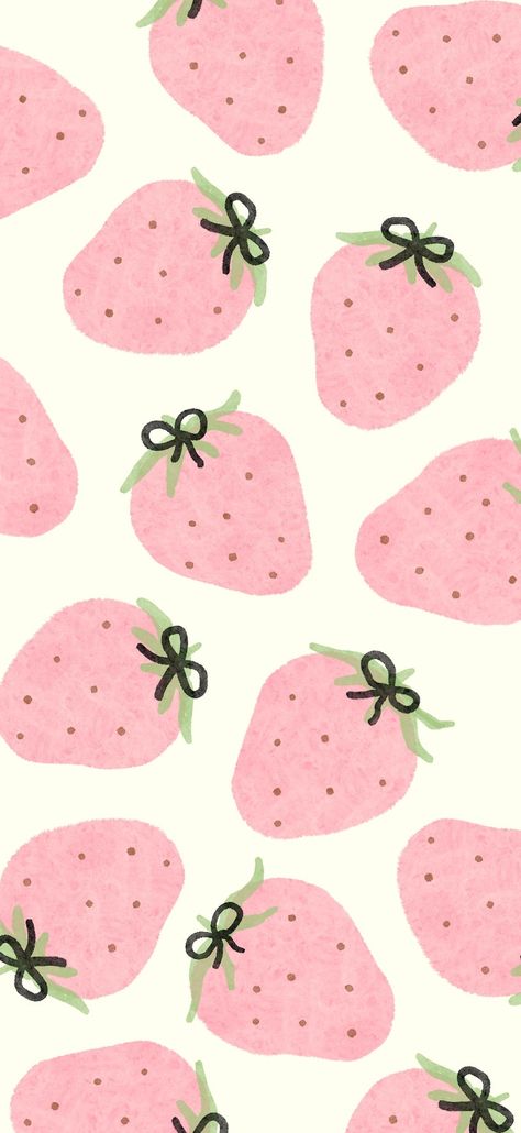 Iphone Lockscreen Pink Aesthetic, Desktop Wallpaper 15 Inches, Strawberry Print Wallpaper, Pink Aesthetic Wallpaper Pattern, Cute Scrapbook Background, Wallpaper Strawberry Aesthetic, Pink Strawberries Wallpaper, Strawberry Aesthetic Wallpaper Iphone, Cute Apple Wallpaper