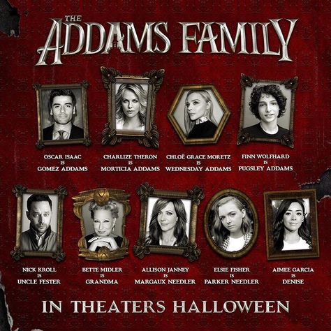 Meet the #AddamsFamily! —> Sign up for our #FanAlert via our bio link to be the first to know when tickets are available. 🎟 The Addams Family 2019, Addams Family 2019, Pugsley Addams, Addams Family Movie, Aimee Garcia, Gomez Addams, Allison Janney, Morticia Addams, Bette Midler