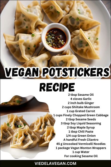 Vegan Potstickers Recipe Recipe With Noodles, Vegetable Potstickers, Pot Stickers Recipe, Vegan Potstickers, Potstickers Recipe, Creamy Spinach Dip, Vegan Appetizers Recipes, Vegan Appetizer, Pot Stickers